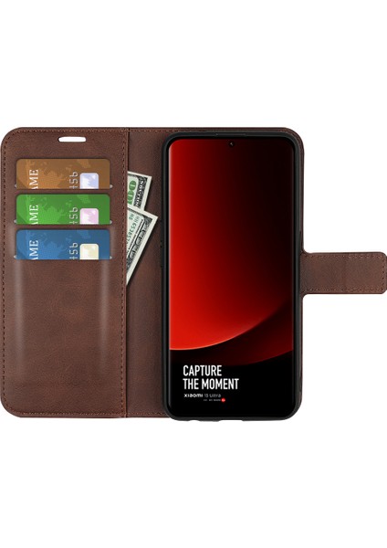 Xiaomi Için 13 Ultra Kare Manyetik Kapatma Buzağı Doku Standı Cüzdan Pu Deri Telefon Kahverengi (Yurt Dışından) fiyatları