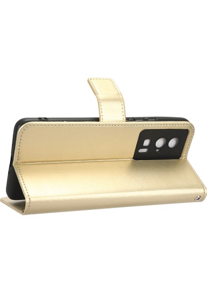 Xiaomi Için Deri Telefon Kılıfı Poco F5 Pro 5g/redmi K60 Pro 5G/K60 5G/K60 Şampiyon Edition Çılgın At Doku Doku Stand Cüzdan Cep Telefonu Kapak Strap-Gold (Yurt Dışından) fırsatları