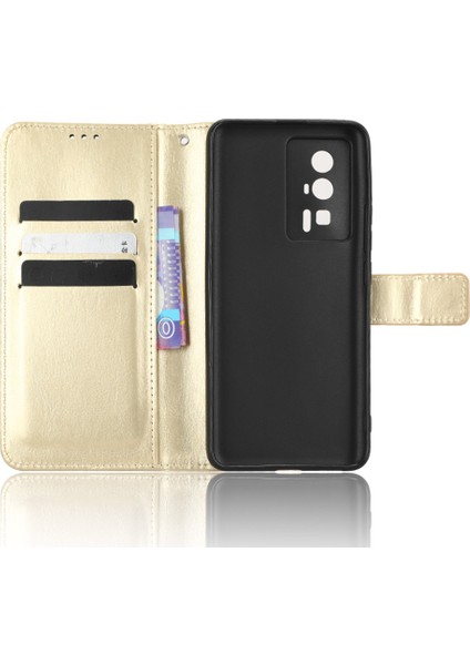 Xiaomi Için Deri Telefon Kılıfı Poco F5 Pro 5g/redmi K60 Pro 5G/K60 5G/K60 Şampiyon Edition Çılgın At Doku Doku Stand Cüzdan Cep Telefonu Kapak Strap-Gold (Yurt Dışından) indirimleri