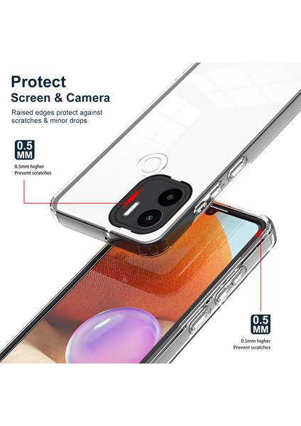 Xiaomi Için Redmi A1+ 4g/redmi A2+ 4g/poco C50 4g Tpu+ Pc Temiz Telefon Kılıfı Önleme Karşıtı Kapak Black (Yurt Dışından) fiyatları