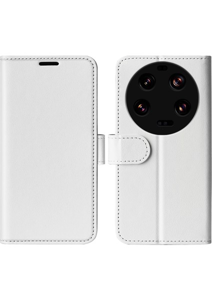 Xiaomi Için 13 Ultra Folio Flip Pu Deri Telefon Kapağı Çılgın At Doku Cüzdan Stand Kasa-Beyaz (Yurt Dışından)