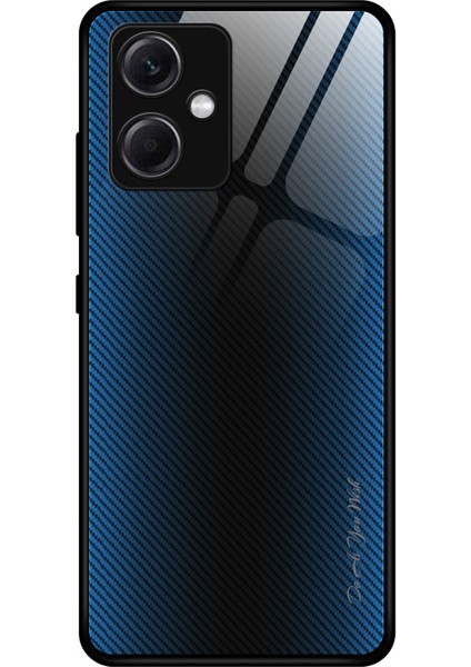 Xiaomi Için Redmi Note 12 5g (Hindistan)/poco X5 5g Telefon Kılıfı Karbon Fiber Doku Ince Kılıf Etkisi Dayanıklı Temperli Cam+Tpu Telefon Kapak Baby Mavi (Yurt Dışından)