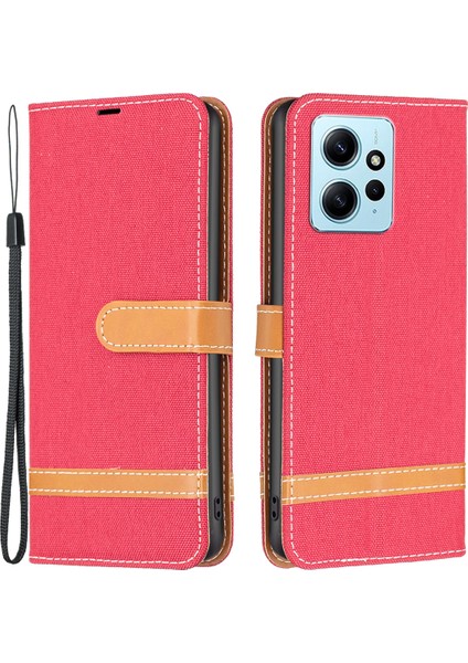 Xiaomi Için Redmi Note 12 4g Kot Pu Deri Pu Deri Telefon Kapağı Stand Cüzdan-Red ile Telefon Kılıfı (Yurt Dışından)