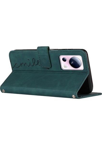 Xiaomi Civi Için 2 5g/13 Lite Flip Shell Baskılı Kalp Şekli Pu Deri Telefon Cüzdan Kılıfı Stand Yeşili (Yurt Dışından) indirimleri