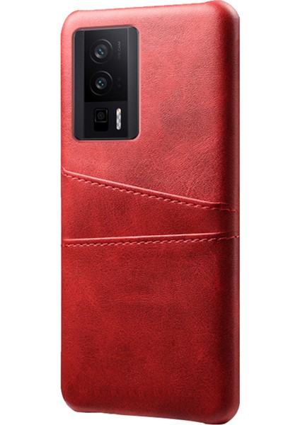 Xiaomi Poco F5 Pro 5g/redmi K60 Pro 5G/K60 5g Pu Deri+Sert Pc Telefon Kılıfı Çift Kart Tutucu Ultra Ince Koruyucu Kabuk Kapak-Kırmızısı (Yurt Dışından) fiyatları