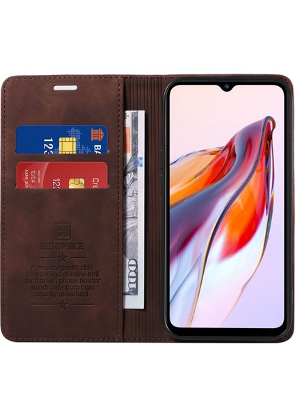 Xiaomi Redmi Için 12C 4G/11A 4g/poco C55 4g Telefon Cüzdan Kılıfı Rfıd Blowıng Deri Deri Stand Kapak-Kahverengi (Yurt Dışından) fiyatları