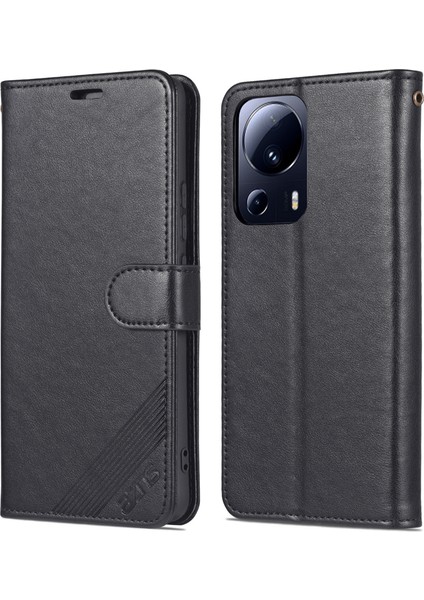 Xiaomi 13 Lite/civi 2 5g Stand Telefon Kapağı Pu Deri+Tpu Cüzdan Telefon Vaka-Black (Yurt Dışından)