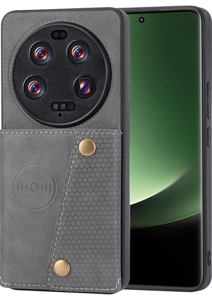 Xiaomi Için Telefon Kılıfı 13 Ultra Kart Tutucu Kickstand Pu Deri Kaplamalı Tpu Şok Geçirmez Arka Kapak Grey (Yurt Dışından)