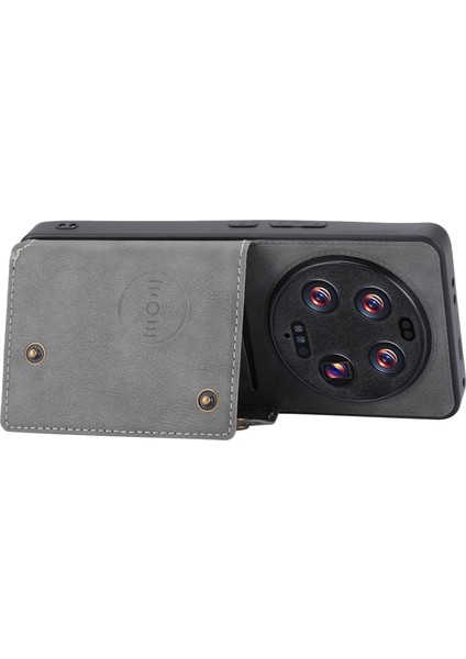 Xiaomi Için Telefon Kılıfı 13 Ultra Kart Tutucu Kickstand Pu Deri Kaplamalı Tpu Şok Geçirmez Arka Kapak Grey (Yurt Dışından) modelleri