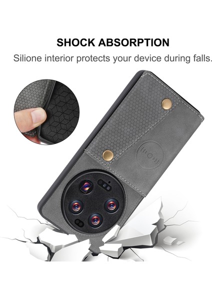 Xiaomi Için Telefon Kılıfı 13 Ultra Kart Tutucu Kickstand Pu Deri Kaplamalı Tpu Şok Geçirmez Arka Kapak Grey (Yurt Dışından) fırsatları