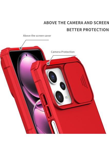 Xiaomi Redmi Için Kickstand Telefon Kılıfı Not 12 Pro 5g/note 12 Pro Speed ​​5g/poco X5 Pro 5g, Slayt Kamera Koruması Pc+Tpu Arka Kapak Kırmızısı (Yurt Dışından) fiyatları