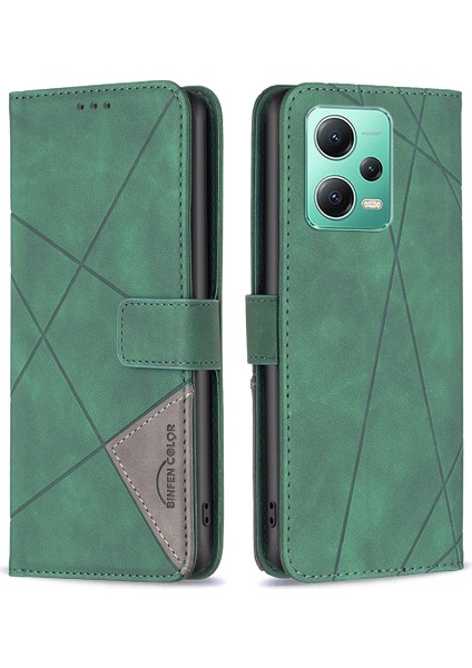 Xiaomi Için Poco X5 5g/redmi Note 12 5g (Global)/(Hindistan)/(Çin) Baskılı Telefon Kılıfı Stand Flip Deri Cüzdan Kapak Yeşili (Yurt Dışından)