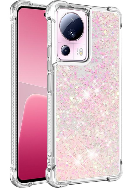 Xiaomi 13 Lite/civi 2 5g Yumuşak Tpu Kasa Sıvı Bling Parıltı Akan Telefon Kapak-Pembe/pentagramlar (Yurt Dışından)