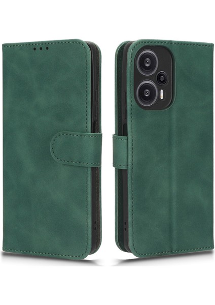Xiaomi Redmi Için Note 12 Turbo/poco F5 5g Pu Deri Deri Flip Telefon Kılıfı Cüzdan Cilt Dokunlu Stand Kapak Yeşili (Yurt Dışından)