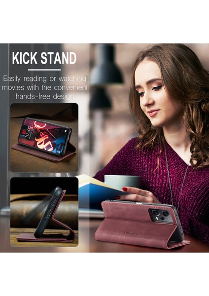 Xiaomi Redmi Için Telefon Kılıfı Not 12 5g (Global)/(Hindistan)/(Çin)/poco X5 5g Şok Geçirmez Pu Deri Kılıf Stand Kapak Koşu Kırmızısı (Yurt Dışından)