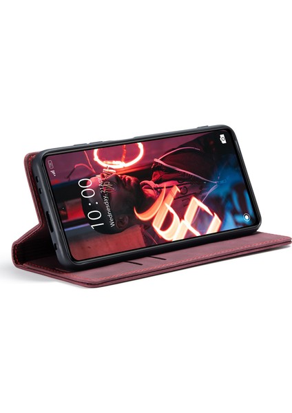 Xiaomi Redmi Için Telefon Kılıfı Not 12 5g (Global)/(Hindistan)/(Çin)/poco X5 5g Şok Geçirmez Pu Deri Kılıf Stand Kapak Koşu Kırmızısı (Yurt Dışından)