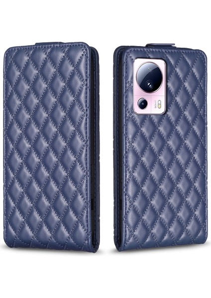 Xiaomi Için BF30 13 Lite/civi 2 5g Dikey Flip Telefon Kılıfı Baskılı Kart Tutucu Pu Deri Stand Kapak-Blue (Yurt Dışından)