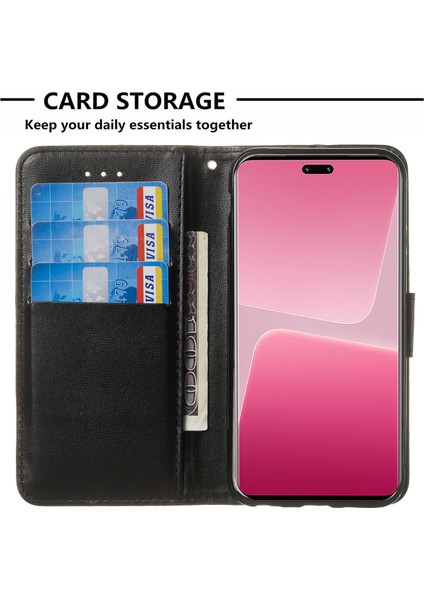 Xiaomi Için B40 13 Lite/civi 2 5g Düz Renk Cüzdan Stand Kapağı Pu Deri+Tpu Cep Telefonu Kılıf Black (Yurt Dışından) modelleri