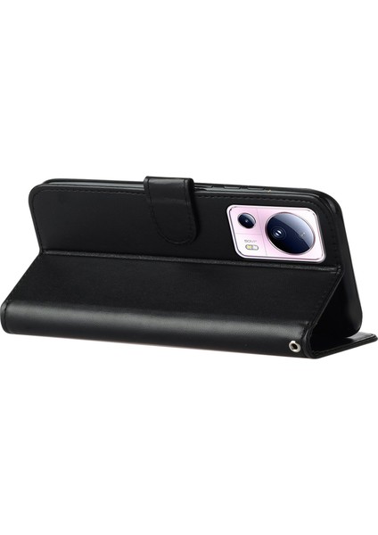 Xiaomi Için B40 13 Lite/civi 2 5g Düz Renk Cüzdan Stand Kapağı Pu Deri+Tpu Cep Telefonu Kılıf Black (Yurt Dışından) fırsatları