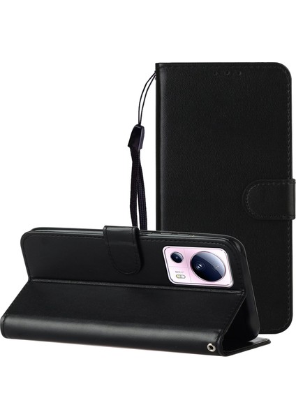 Xiaomi Için B40 13 Lite/civi 2 5g Düz Renk Cüzdan Stand Kapağı Pu Deri+Tpu Cep Telefonu Kılıf Black (Yurt Dışından) indirimleri