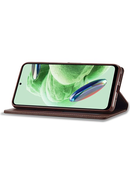 Xiaomi Redmi Için Note 12 Pro 5g/12 Pro Speed ​​5g/poco X5 Pro 5g Deri Telefon Kılıf Buzağı Doku Cüzdan Stand Şok Geçirmez Kapak-Kahverengi (Yurt Dışından)
