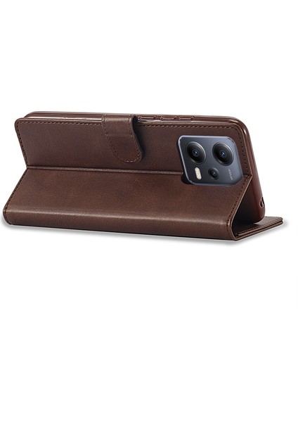 Xiaomi Redmi Için Note 12 Pro 5g/12 Pro Speed ​​5g/poco X5 Pro 5g Deri Telefon Kılıf Buzağı Doku Cüzdan Stand Şok Geçirmez Kapak-Kahverengi (Yurt Dışından)