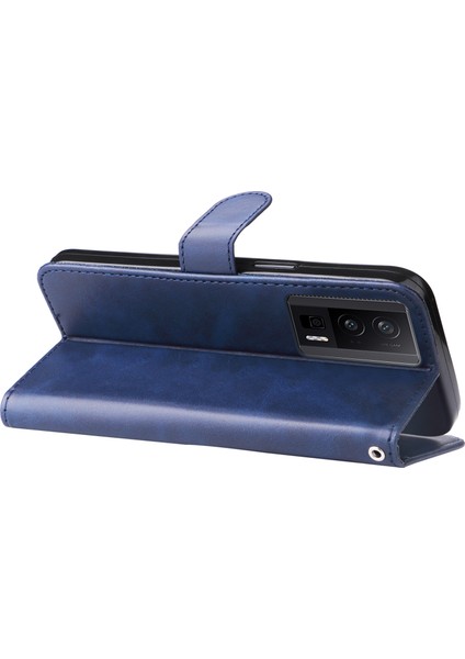 Xiaomi Redmi K60 Pro 5G/K60 5g/poco F5 Pro 5g Telefon Kılıfı Stand Kabuk Buzağı Dokusu Fermuar Cep Cüzdanı Kapak Mavisi (Yurt Dışından) fırsatları