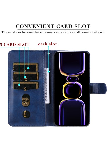 Xiaomi Redmi K60 Pro 5G/K60 5g/poco F5 Pro 5g Telefon Kılıfı Stand Kabuk Buzağı Dokusu Fermuar Cep Cüzdanı Kapak Mavisi (Yurt Dışından) indirimleri