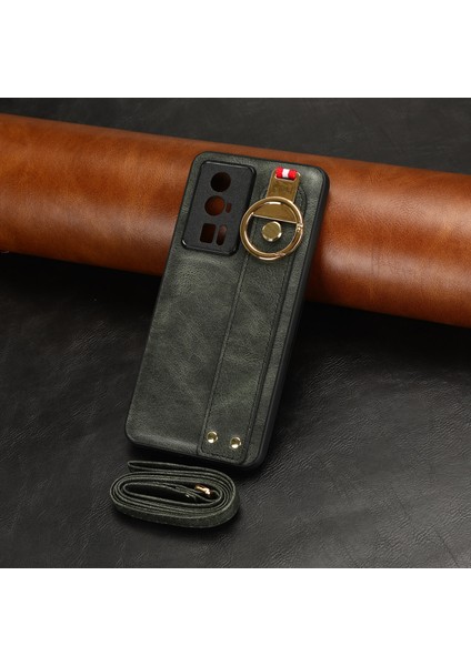 Bilek Bant Kickstand Telefon Kapağı Xiaomi Poco F5 Pro 5g/redmi K60 Pro 5G/K60 5g, Deri Kaplamalı Pc+Tpu Boyun Kayış Yeşili ile (Yurt Dışından) modelleri