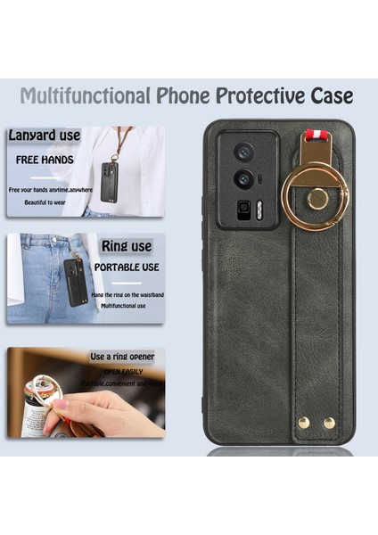 Bilek Bant Kickstand Telefon Kapağı Xiaomi Poco F5 Pro 5g/redmi K60 Pro 5G/K60 5g, Deri Kaplamalı Pc+Tpu Boyun Kayış Yeşili ile (Yurt Dışından) fırsatları