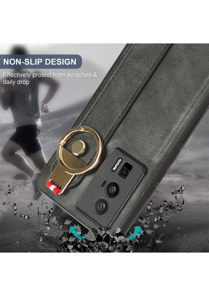 Bilek Bant Kickstand Telefon Kapağı Xiaomi Poco F5 Pro 5g/redmi K60 Pro 5G/K60 5g, Deri Kaplamalı Pc+Tpu Boyun Kayış Yeşili ile (Yurt Dışından) indirimleri