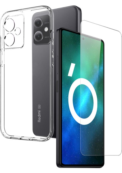 Xiaomi Redmi Için Note 12 5g (Hindistan)/poco X5 5g 2 Arada Tasarım Akıllı Telefon Kılıf Anti-Fall Yumuşak Tpu Arka Kapak+Temperli Cam Ekran Koruyucu Tespit (Yurt Dışından)
