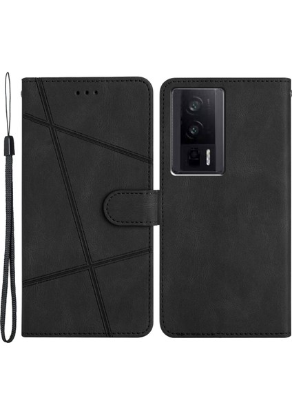 Xiaomi Redmi K60 5G/K60 Pro 5g/poco F5 Pro 5g Cüzdan Deri Telefon Kılıf Çılgın At Doku Basılı Çizgiler Kabuk Black (Yurt Dışından)