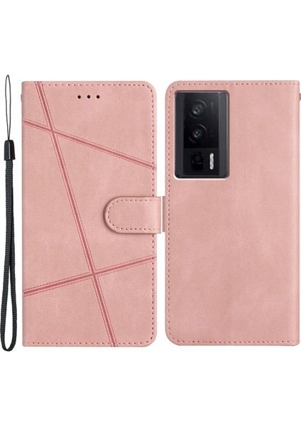 Xiaomi Redmi K60 5G/K60 Pro 5g/poco F5 Pro 5g Cüzdan Deri Telefon Kılıf Çılgın At Doku Basılı Çizgiler Kabuk Rose Gold (Yurt Dışından)