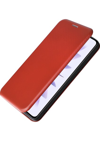 Xiaomi Poco F5 Pro 5g/redmi K60 Pro 5G/K60 5g Kart Pu Deri Manyetik Auto-Absorbed Stand Karbon Fiber Doku Telefon Kapak-Kırmızı (Yurt Dışından) fırsatları