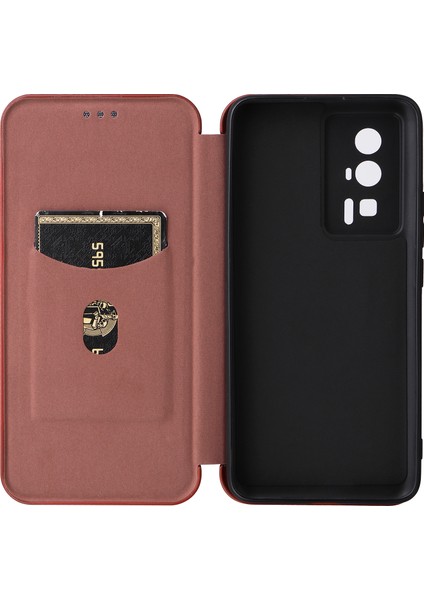 Xiaomi Poco F5 Pro 5g/redmi K60 Pro 5G/K60 5g Kart Pu Deri Manyetik Auto-Absorbed Stand Karbon Fiber Doku Telefon Kapak-Kırmızı (Yurt Dışından) indirimleri