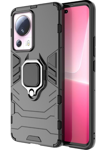 Xiaomi 13 Lite/civi 2 5g Kickstand Telefon Kasası Yüzüğü Tutucu Şok Geçirmez Tpu+Pc Telefon Kapak Black (Yurt Dışından)