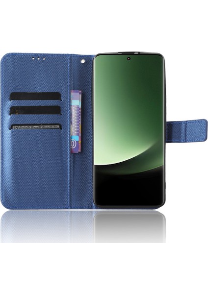 Xiaomi 13 Ultra Stand Cüzdan Telefon Kılıfı Pu Deri Elmas Doku Telefon Kapak Mavisi (Yurt Dışından) fiyatları