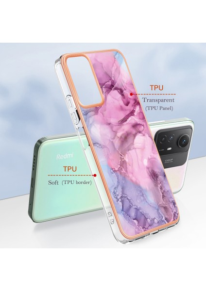 Xiaomi Redmi Için 2.0mm Tpu Kılıfı Not 12S 4g, Mermer Desen Imd Elektrapkülleme Telefon Kapak-Rose (Yurt Dışından)