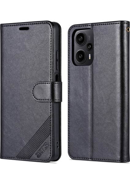 Xiaomi Redmi Için Note 12 Turbo/poco F5 5g Cep Telefon Kılıfı Tpu+Pu Deri Telefon Kapağı Cüzdan Telefon Kabuk Black (Yurt Dışından)
