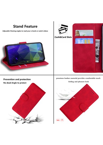 Xiaomi Redmi Için Note 12 5g (Global)/(Hindistan)/(Çin)/poco X5 5g Pu Deri Telefon Kılıfı Düz ​​renk Stand Cüzdan Kapak-Kırmızı (Yurt Dışından) fiyatları
