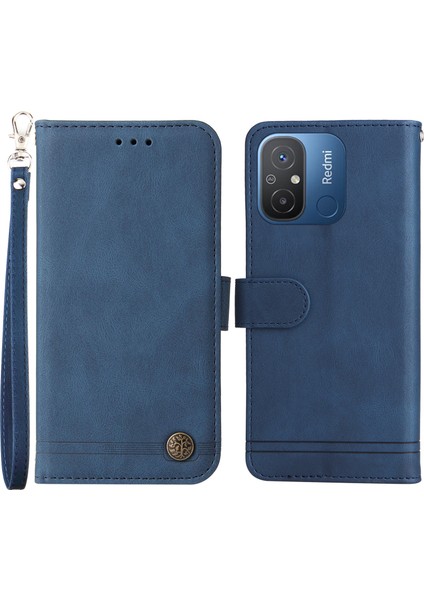 Xiaomi Için Redmi 12C 4g/redmi 11A 4g Baskılı Çizgiler Stand Kılıf Cüzdan Cilt Deri Deri Cep Telefonu Kapak Mavisi (Yurt Dışından)