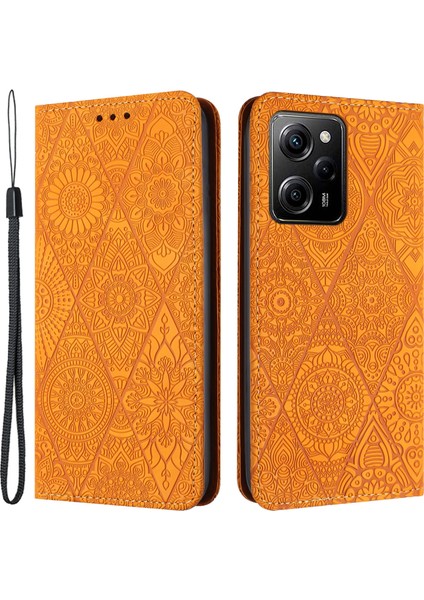 Xiaomi Redmi Için Note 12 Pro 5g/12 Pro Speed ​​5g/poco X5 Pro 5g Baskılı Pu Deri Telefon Kılıfı Cüzdan Stand Kapak Sarı (Yurt Dışından)