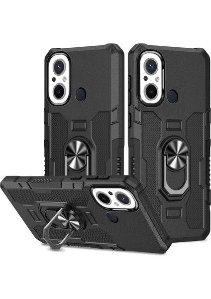 Xiaomi Redmi 12C 4g Pc+Tpu Anti-Çizik Telefon Kasası Yüzüğü Kickstand Sağlam Kapak Black (Yurt Dışından)