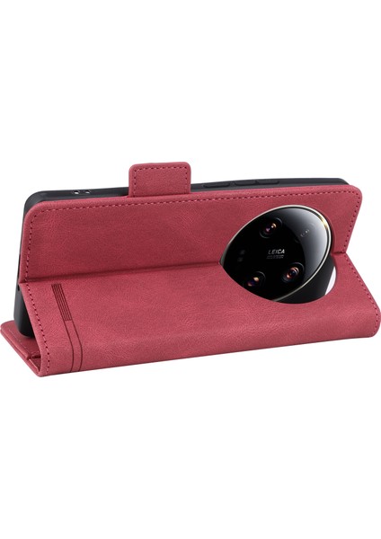 Xiaomi 13 Ultra Pu Deri Flip Folio Kılıf Donanım Dekor Dekor Cüzdan Telefon Kapak Çizgisi (Yurt Dışından)