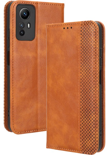 Xiaomi Redmi Için Manyetik Kapanış Deri Kılıfı Not 12S 4g, Stand Cüzdan Retro Telefon Kapak-Kahverengi (Yurt Dışından) indirimleri