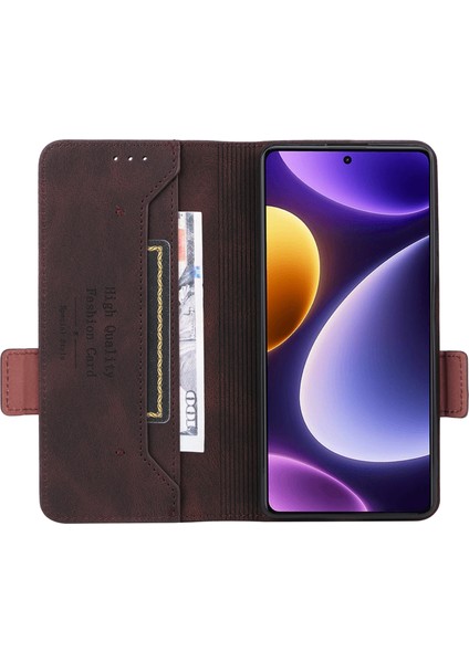 Xiaomi Için Redmi Note 12 Turbo/poco F5 5g Donanım Dekoru Pu Deri Cüzdan Stand Kapağı Şok Geçirmez Telefon Case-Coffee (Yurt Dışından) modelleri