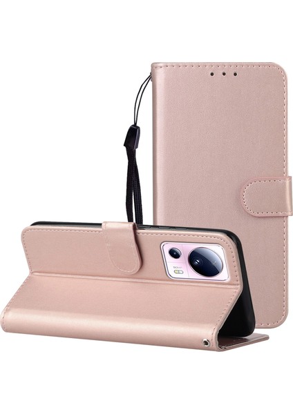 Xiaomi Için B40 13 Lite/civi 2 5g Düz Renkli Cüzdan Stand Kapağı Pu Deri+Tpu Cep Telefonu Kılıf Golü Altın (Yurt Dışından) indirimleri