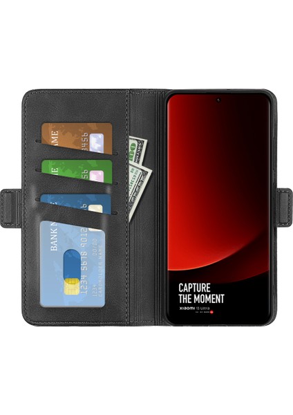 Xiaomi Için 13 Ultra Şok Geçirmez Cüzdan Flip Telefon Kapağı Buzağı Dokusu Pu Deri Stand Folio Case-Black (Yurt Dışından) fiyatları