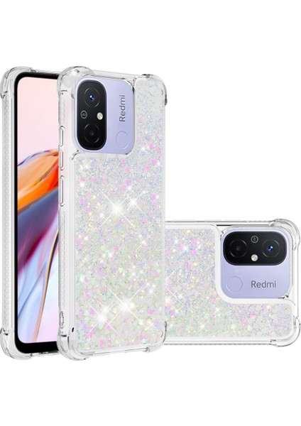 Xiaomi Redmi Için 12C 4G/11A 4g Işıltı Akan Sıvı Kasa Tpu Şok Geçirmez Telefon Kapak Lazer/kalpleri (Yurt Dışından)